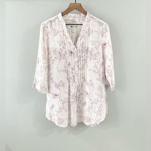 Melvin Floral Linen Tunic Purple Size Medium